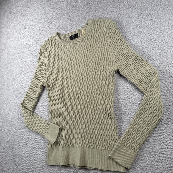 Tahari Sweater Womens M Pullover Long Sleeve Lightweight Stretchy Cotton Neutral - Picture 2 of 9